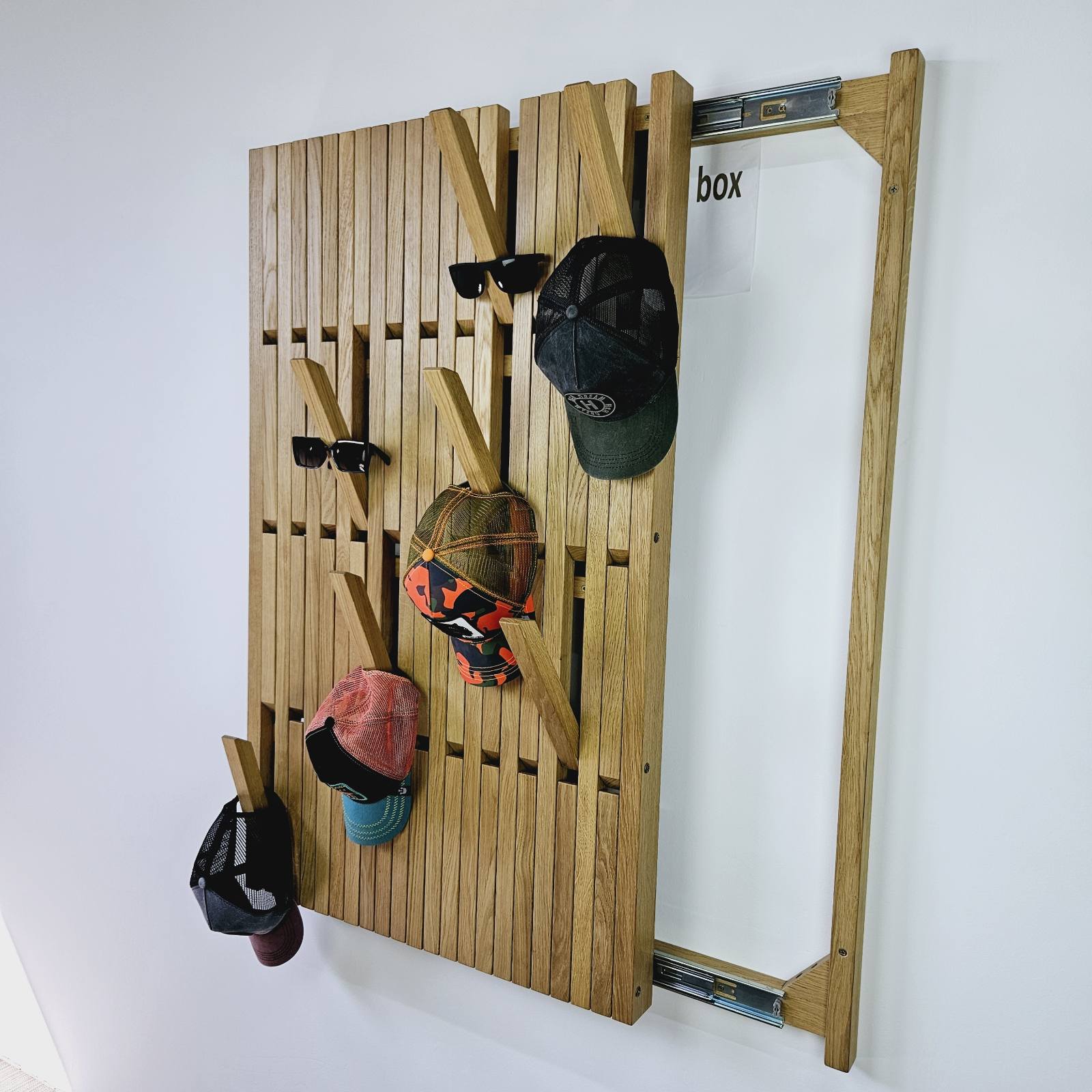 Wall mounted organizer oak Concealed Electrical Box Cover Meter Box Cover Coat Rack  Oak Silent Sliding Rail Push Pull Indoor Electrical Panel Cover