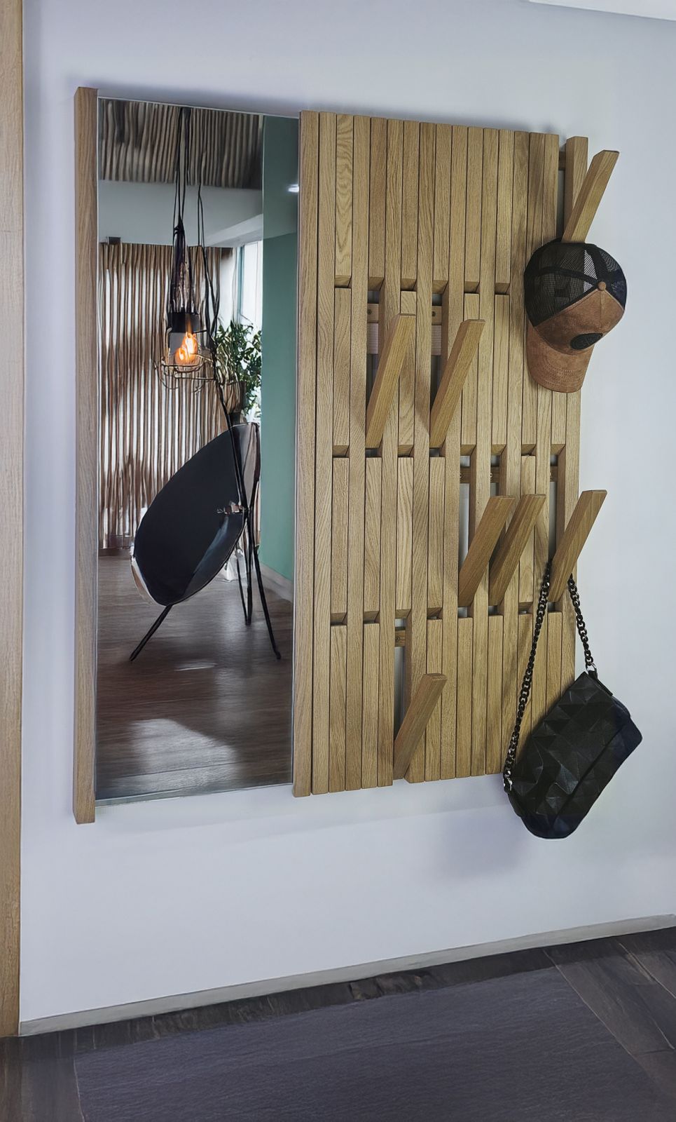 Wall Modular organizer Oak + mirror frame as a gift