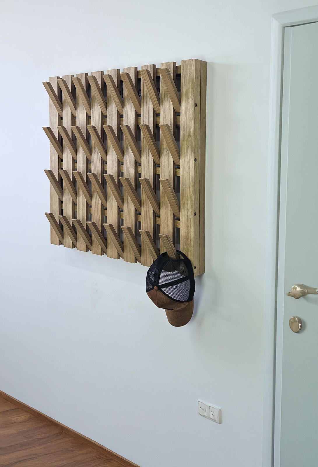 Wall mounted organizer oak Concealed Electrical Box Cover Meter Box Cover Coat Rack PlywoodSilent Sliding Rail Push Pull Indoor Electrical Panel Cover