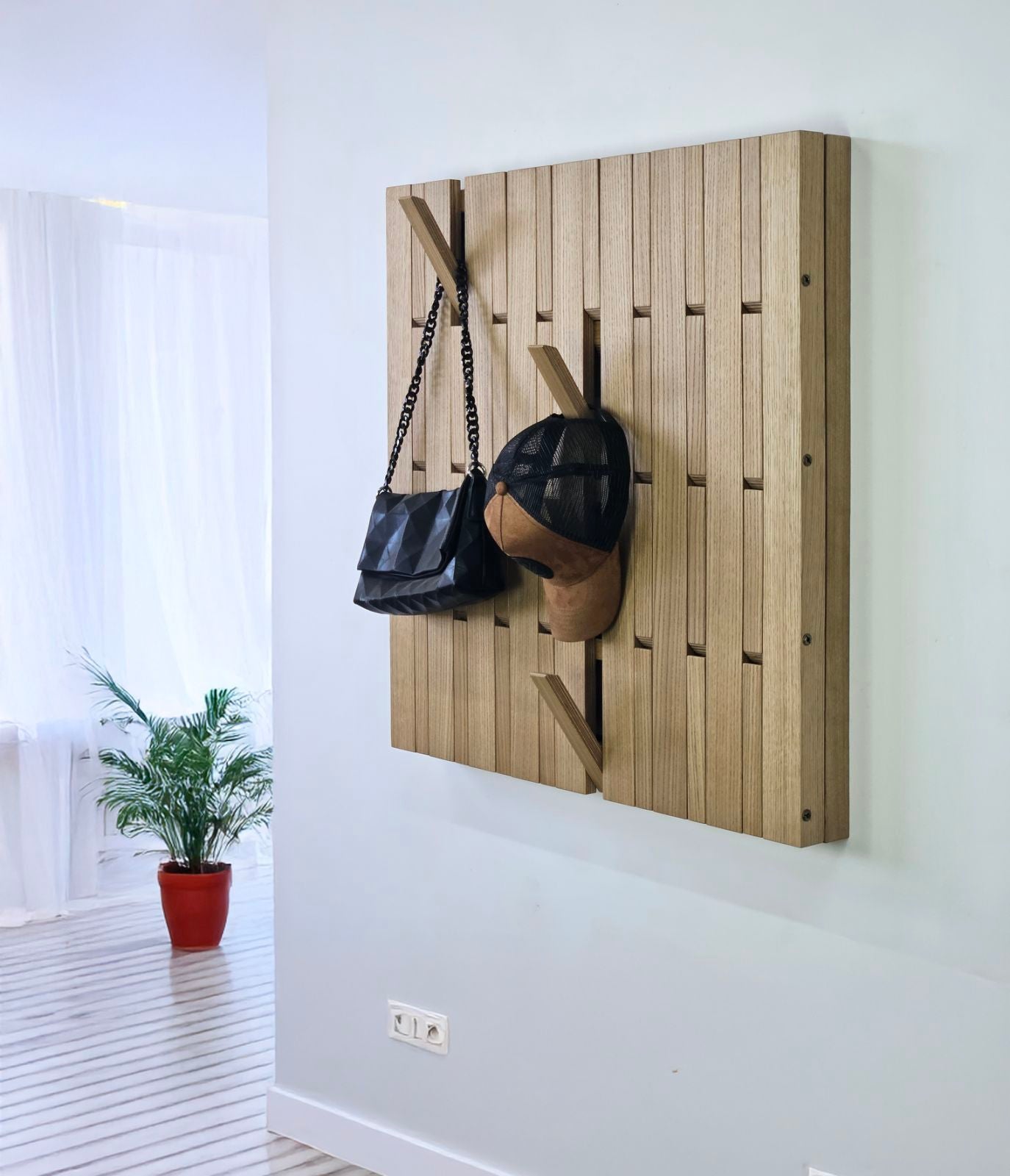 Wall mounted organizer oak Concealed Electrical Box Cover Meter Box Cover Coat Rack PlywoodSilent Sliding Rail Push Pull Indoor Electrical Panel Cover