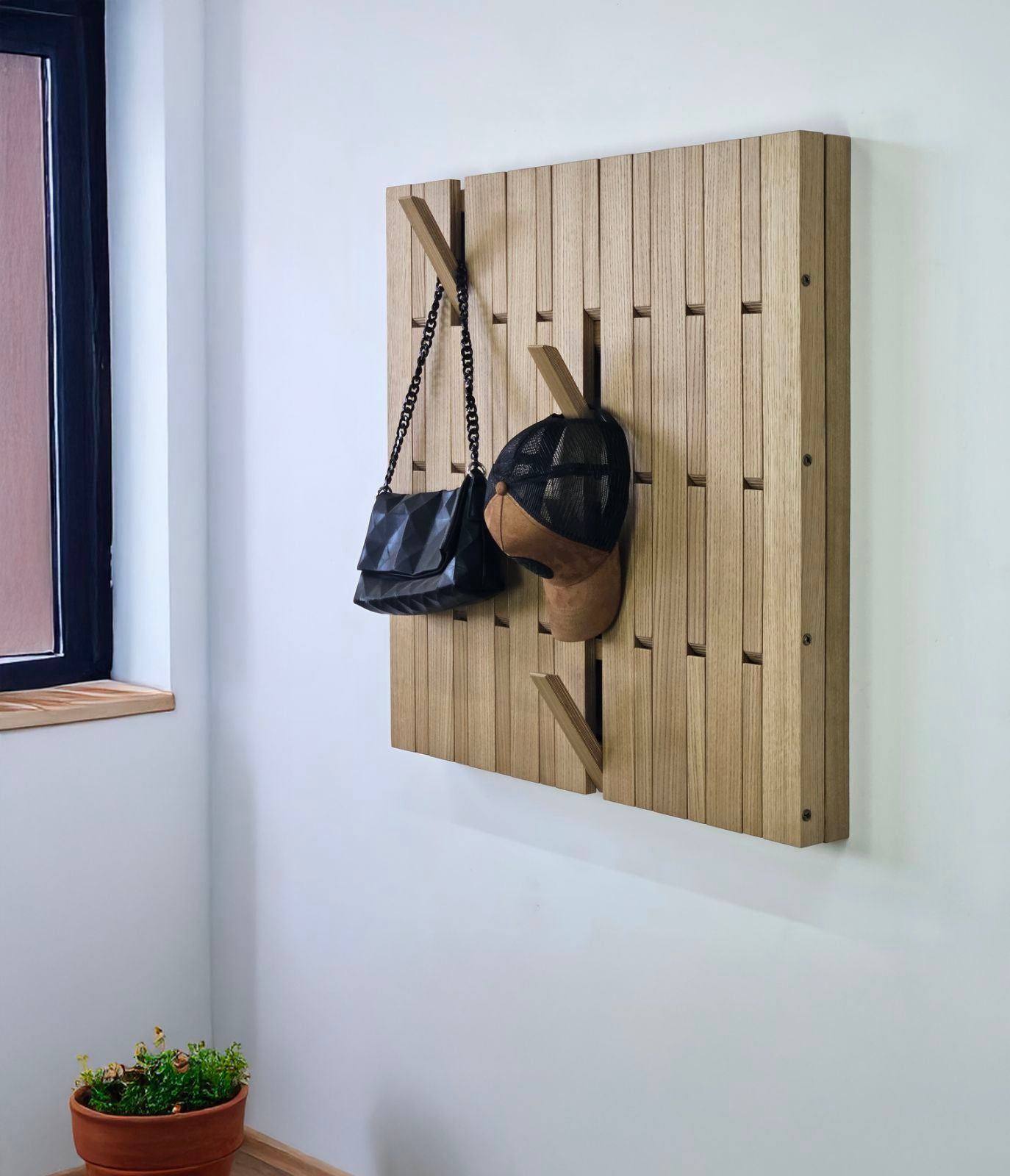 Wall mounted organizer oak Concealed Electrical Box Cover Meter Box Cover Coat Rack PlywoodSilent Sliding Rail Push Pull Indoor Electrical Panel Cover