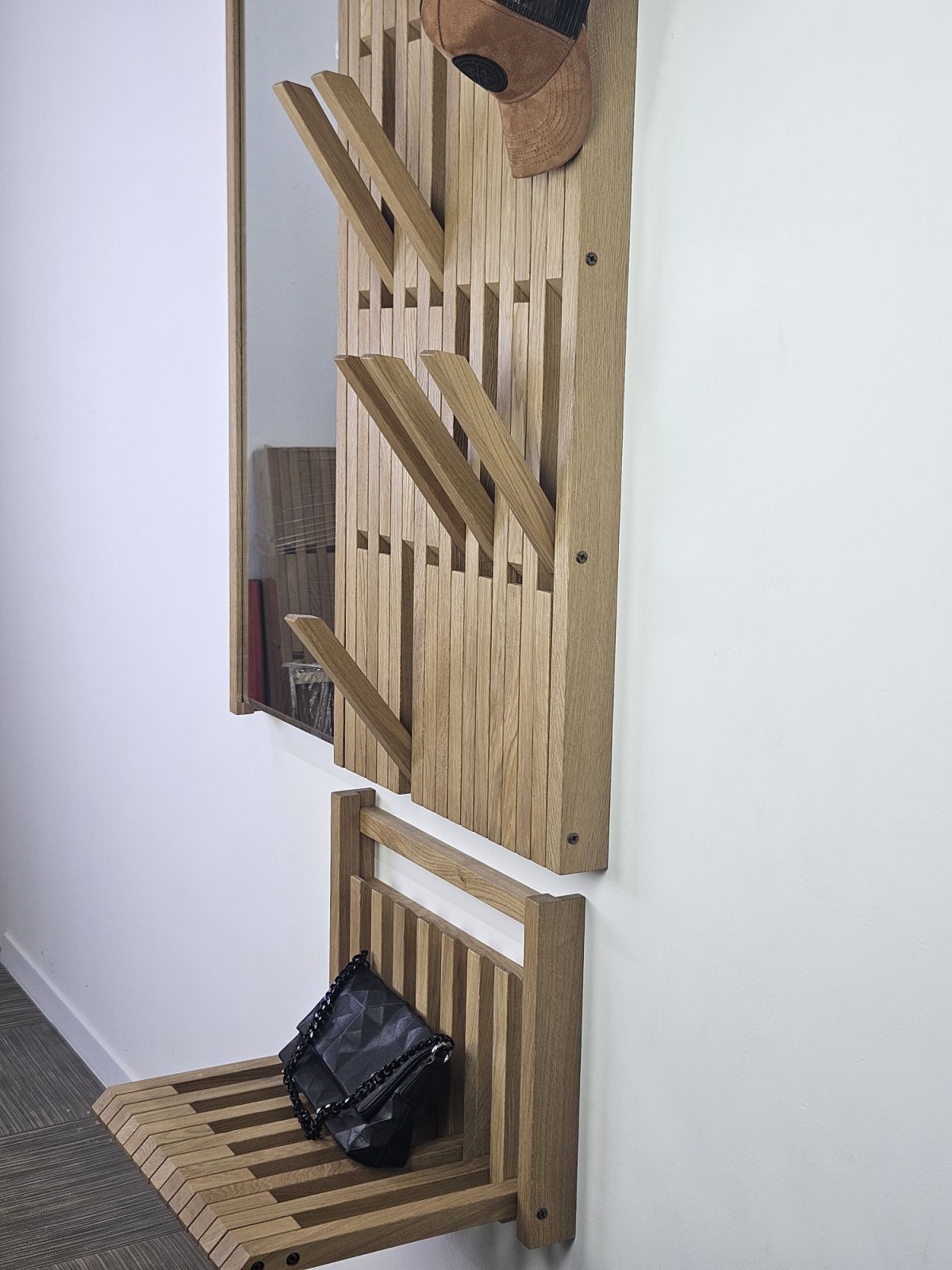 Wall Modular organizer Oak + mirror frame as a gift