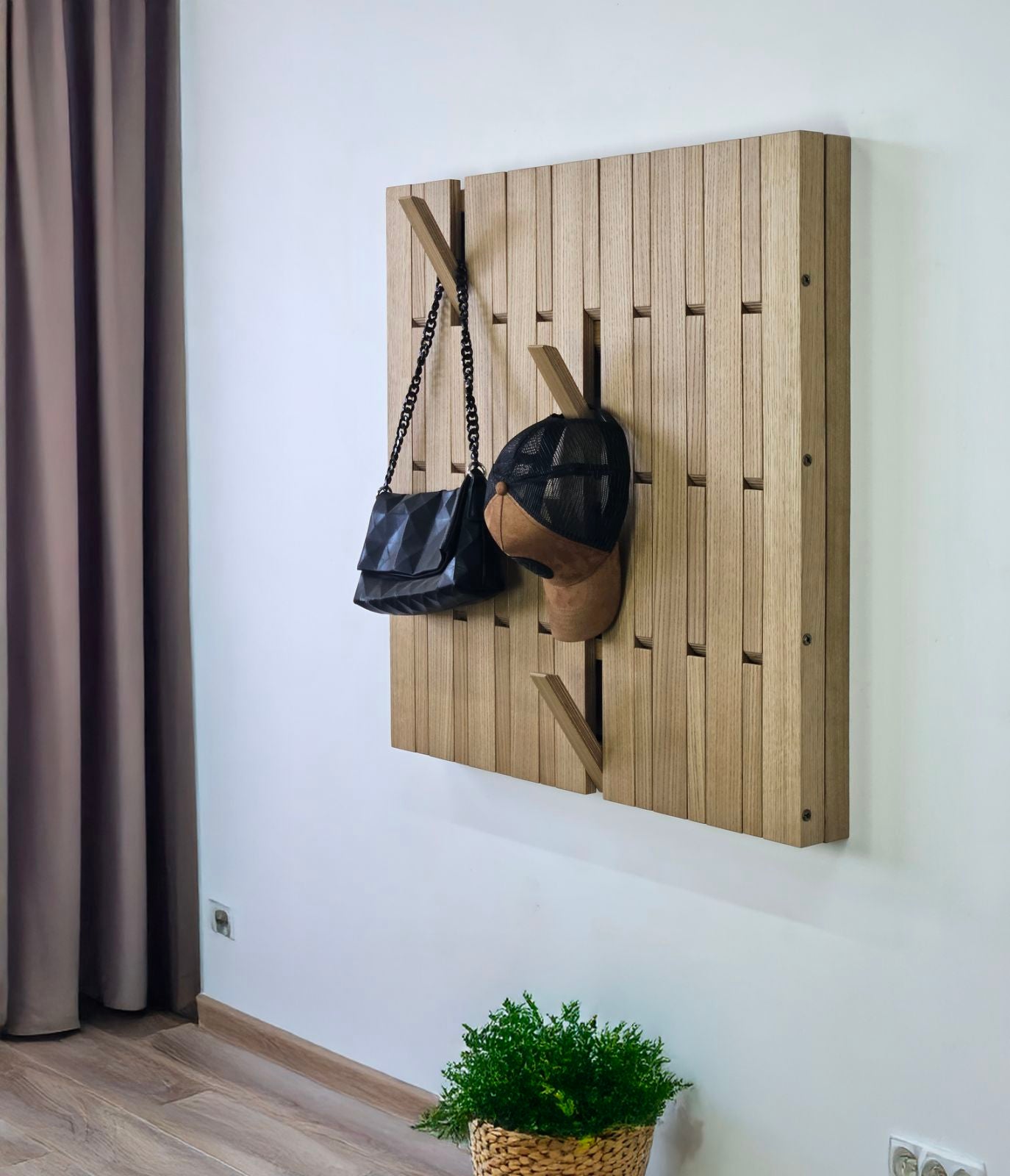 Wall mounted organizer oak Concealed Electrical Box Cover Meter Box Cover Coat Rack PlywoodSilent Sliding Rail Push Pull Indoor Electrical Panel Cover