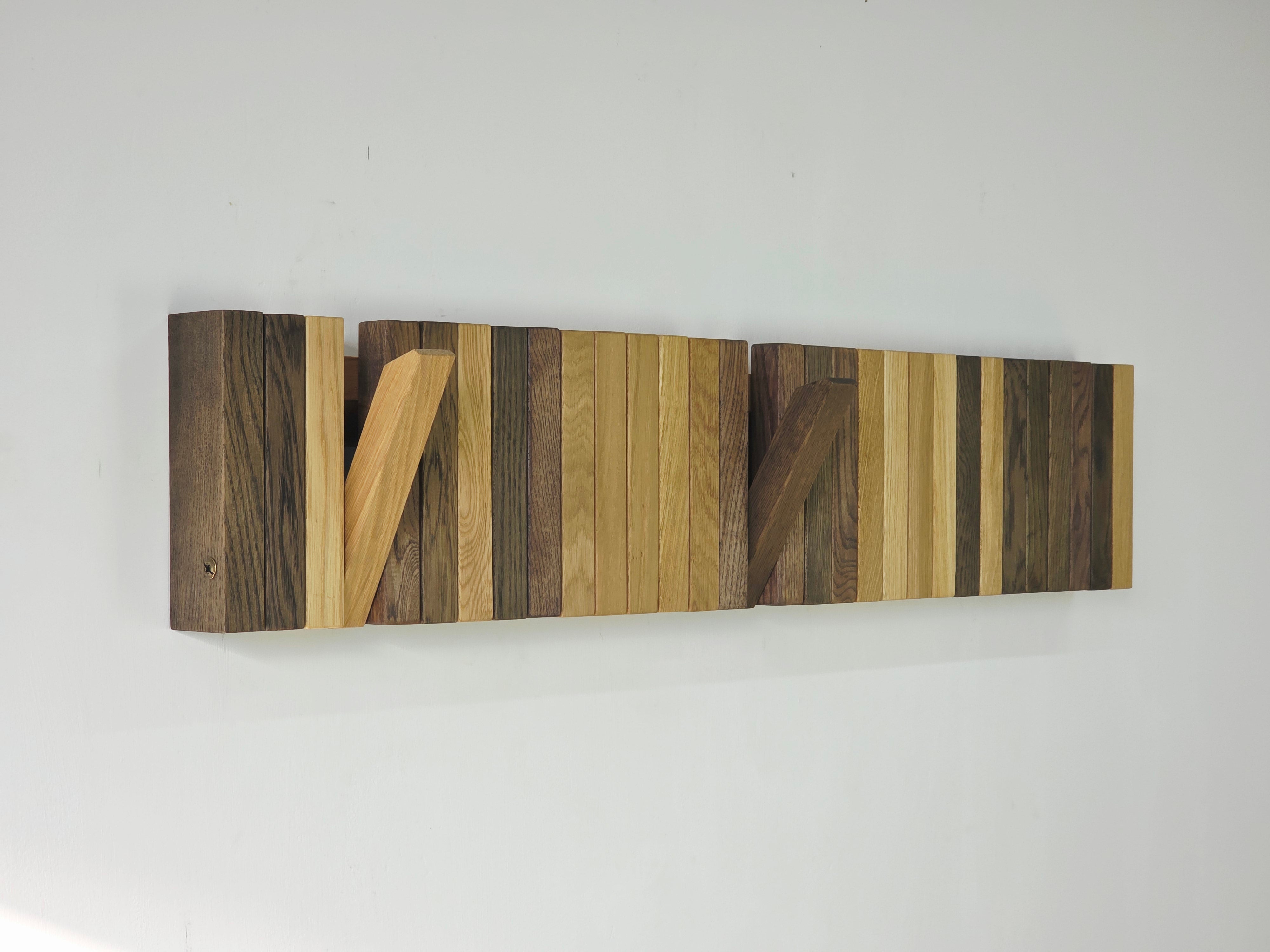 New This Season — OLKOF LINE Solid Oak Wall Coat Rack with Folding Hooks
