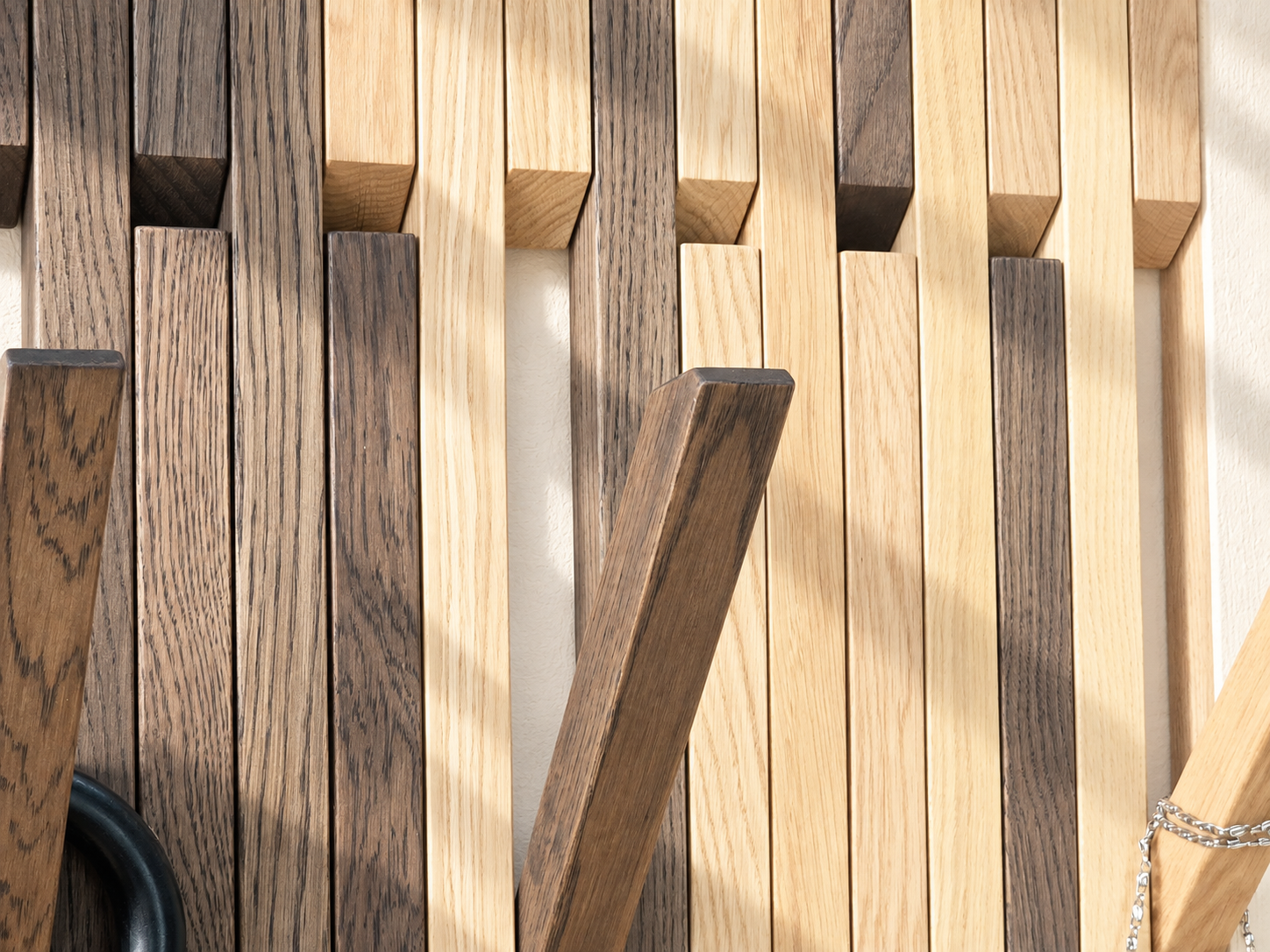 New This Season — OLKOF DUO Oak Wall Coat Rack with Folding Hooks