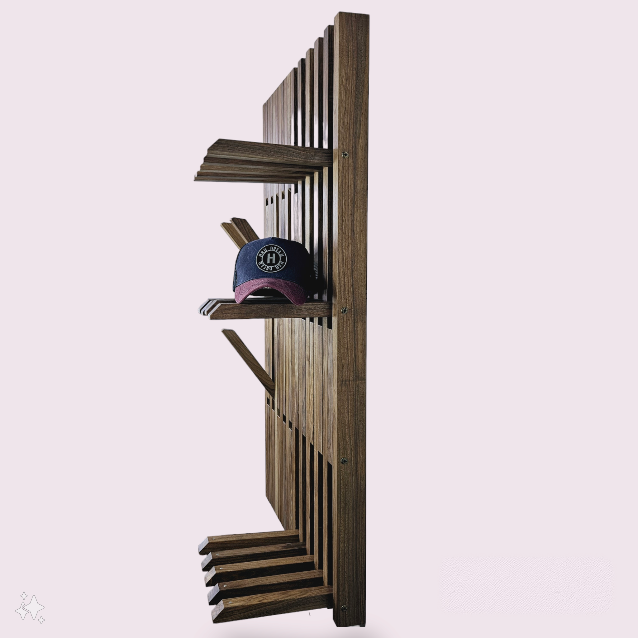 Wall Mounted Organizer - for shoes and clothes.Natural Walnut.Coat rack.