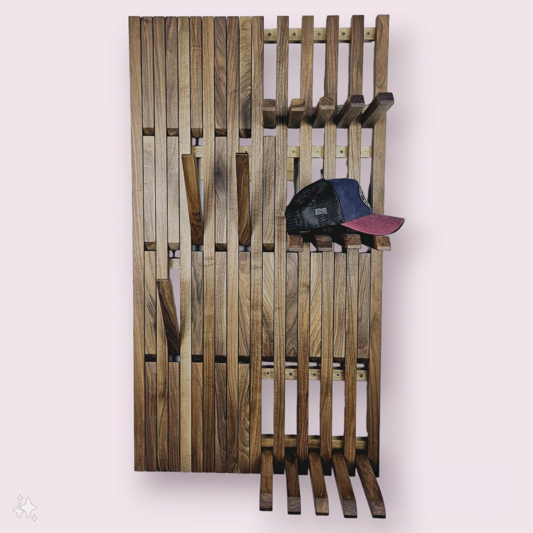 Wall Mounted Organizer - for shoes and clothes.Natural Walnut.Coat rack.