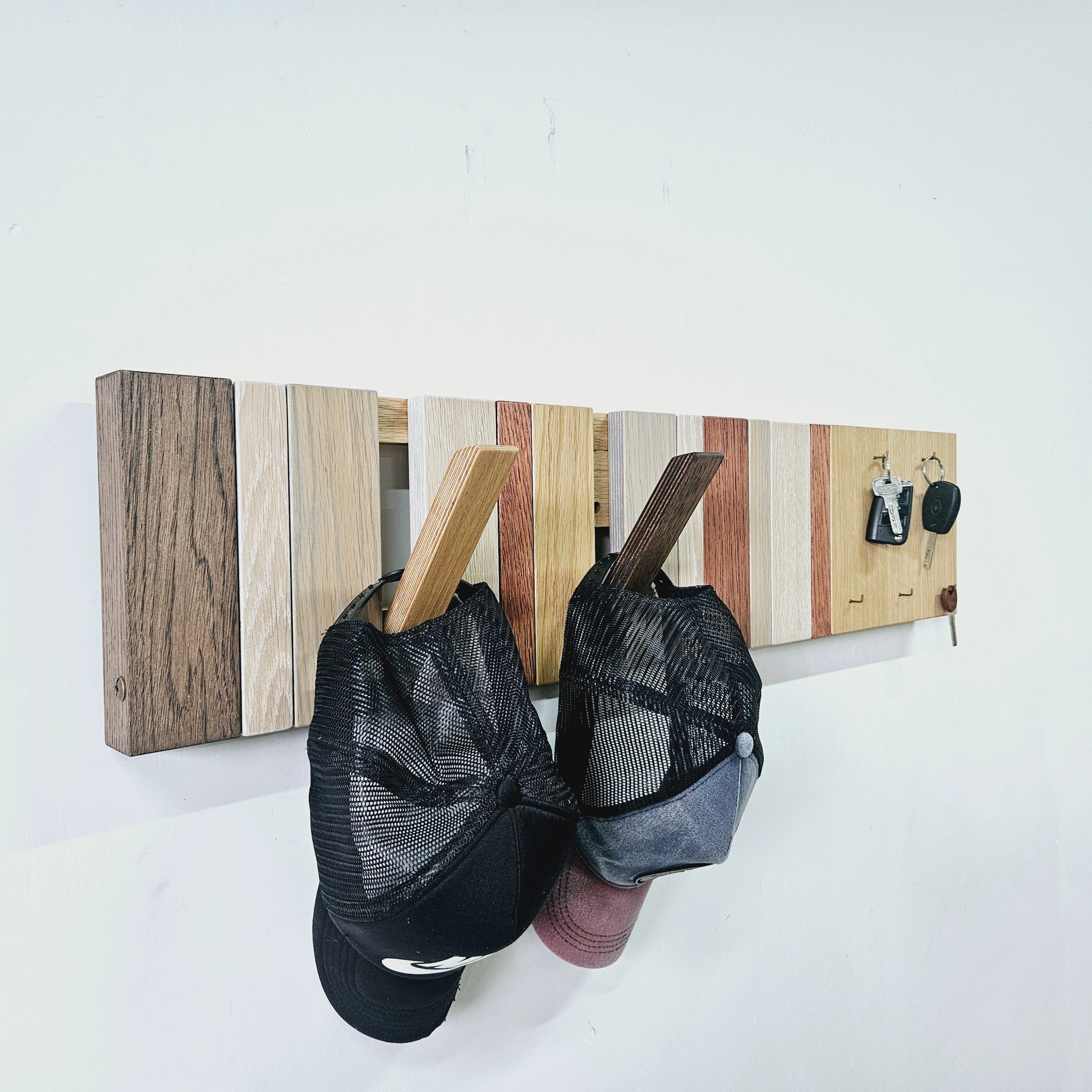 Wall-Mounted Organizer. plywood. with keys hooks