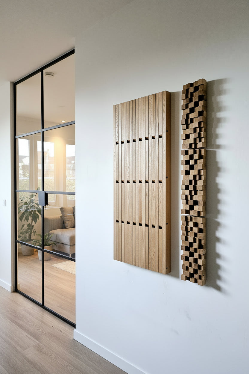 Wall-Mounted Oak Organizer with 3D Panel