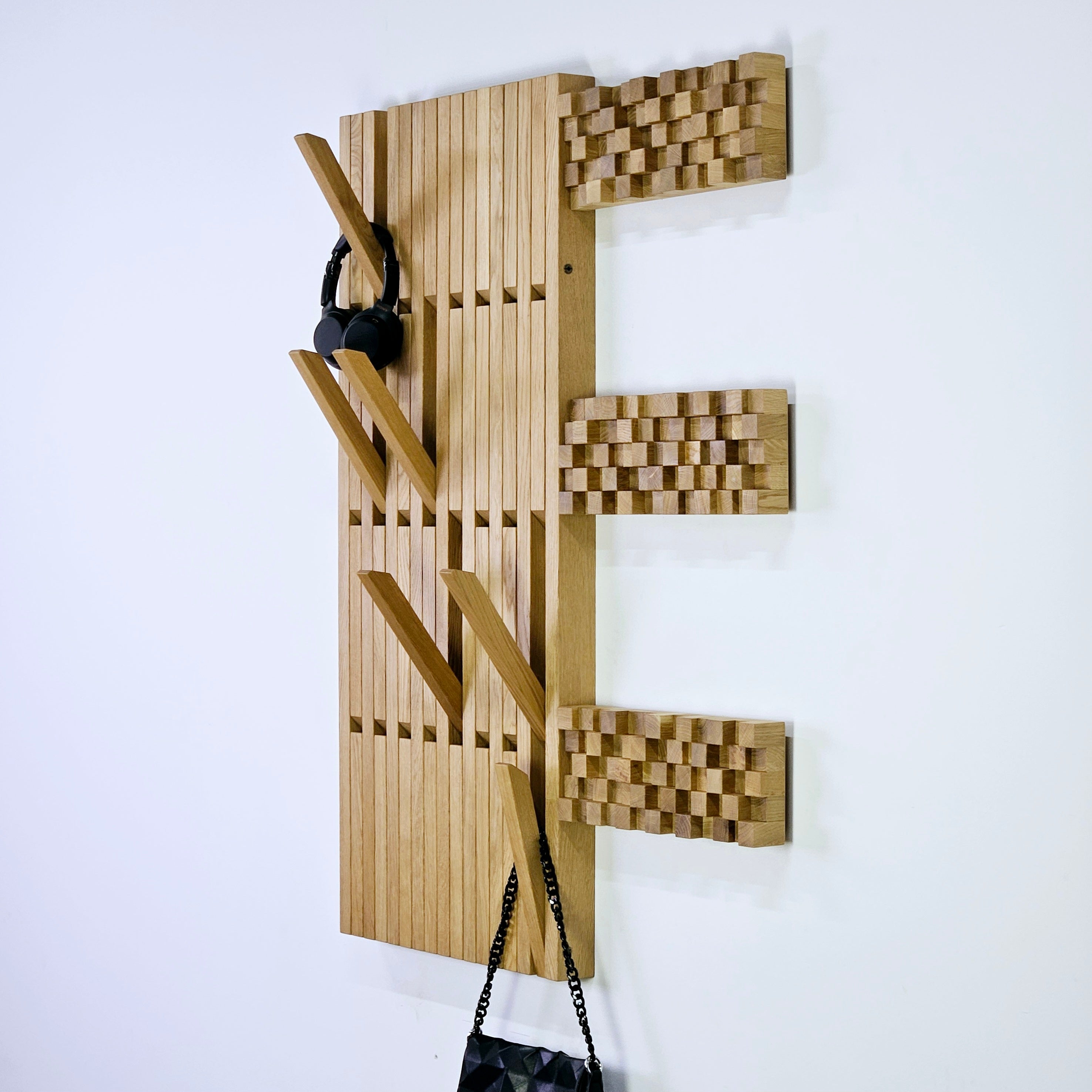 Wall Mounted Organizer. Oak +3D panel as a gift. promotional offers