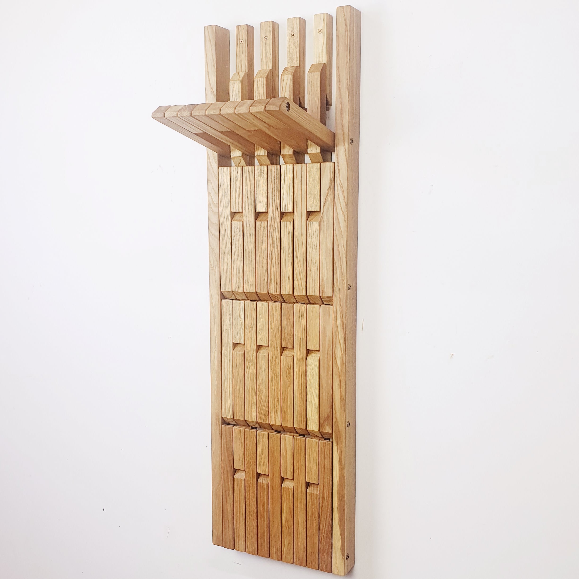Wall-Mounted Organizer - for shoes. natural oak
