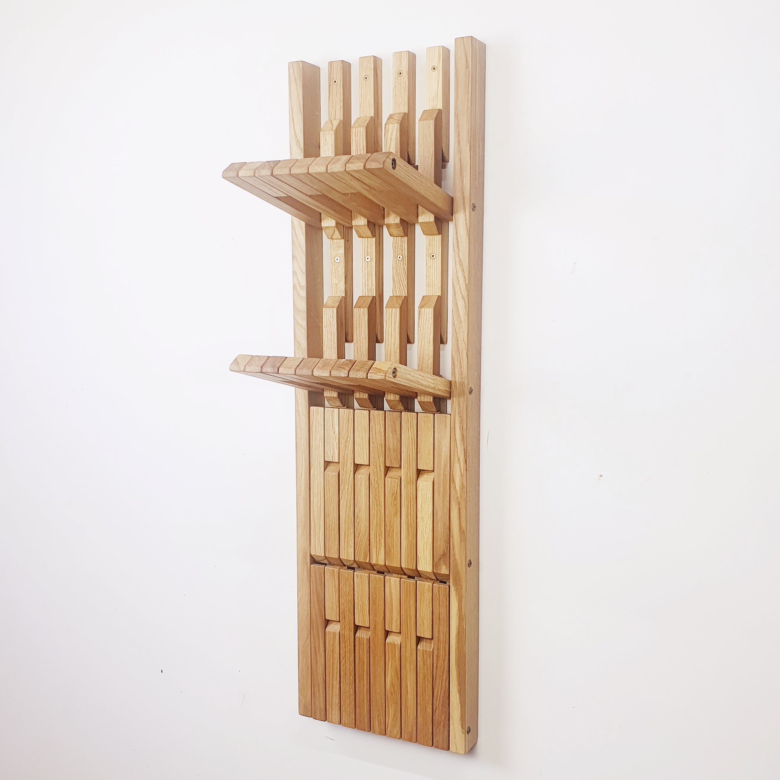 Wall-Mounted Organizer - for shoes. natural oak