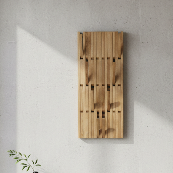 Wall-mounted organizer. natural oak