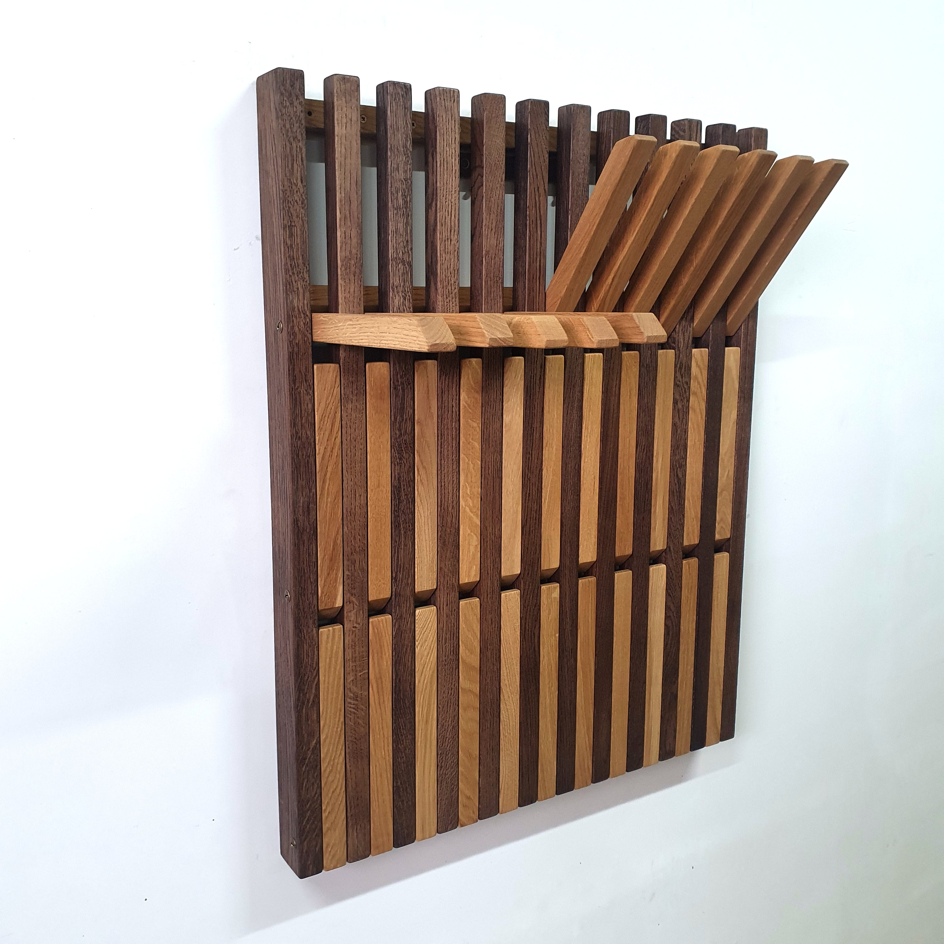 Wall Organizer -transformer for shoes and clothes. dark and natural oak