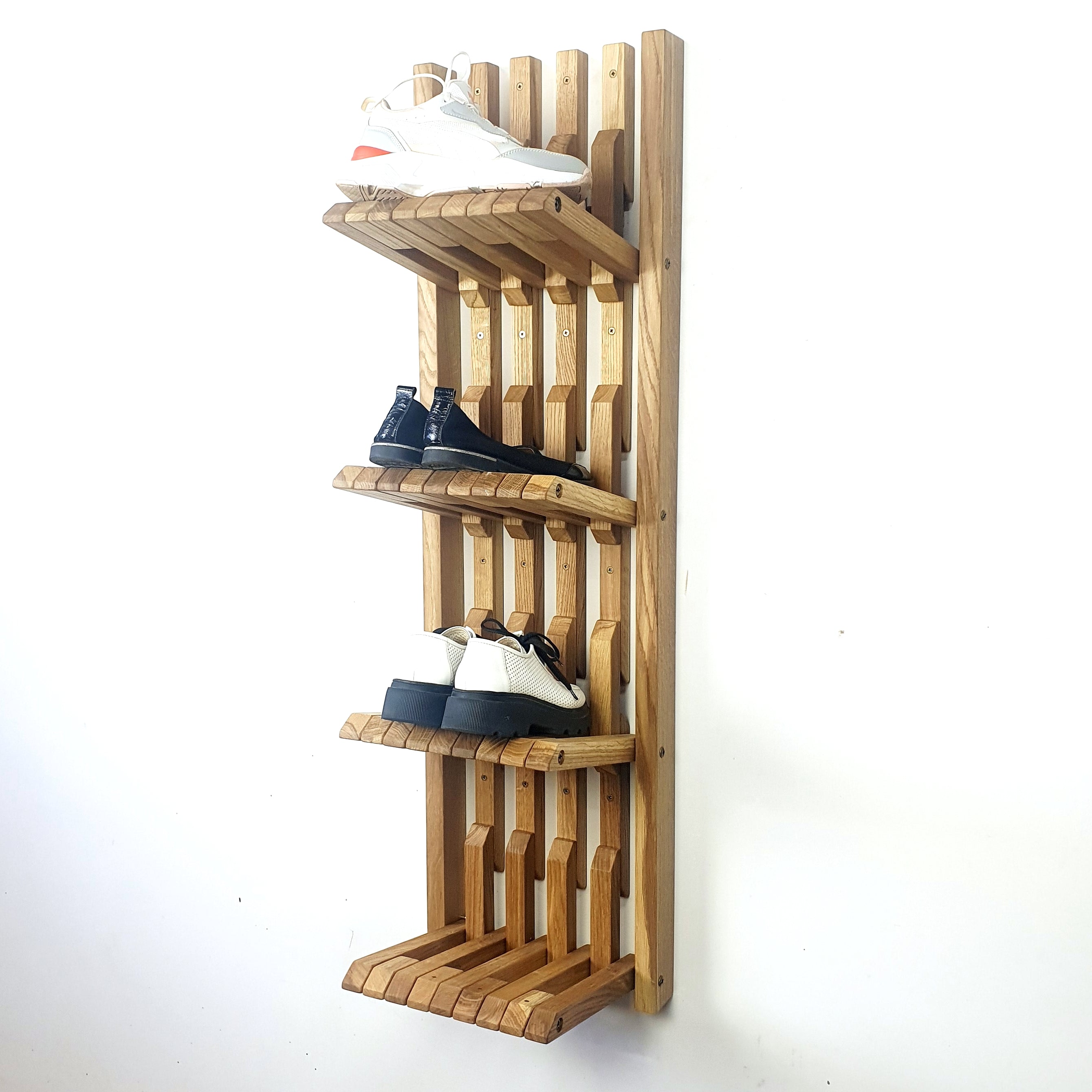 Wall Mounted Shoe Shoe Rack With Dowel Rods Minimalist Hanging