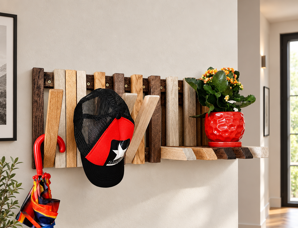 Wall-mounted organizer. natural oak.colored