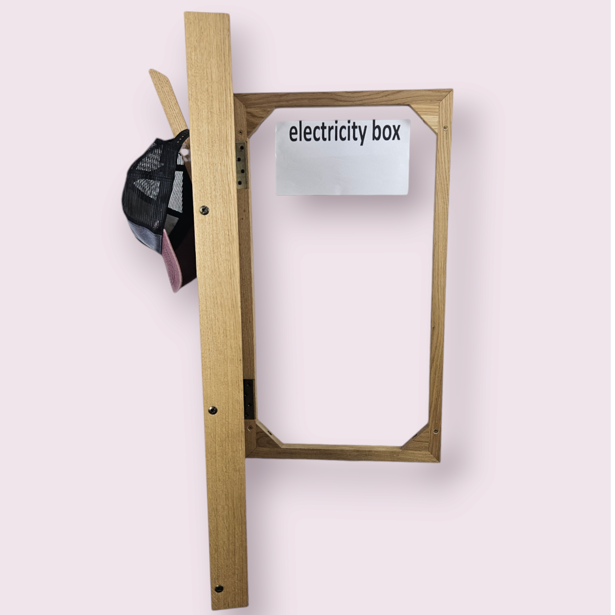 Wall Mounted Organizer. Oak with access to electrical box