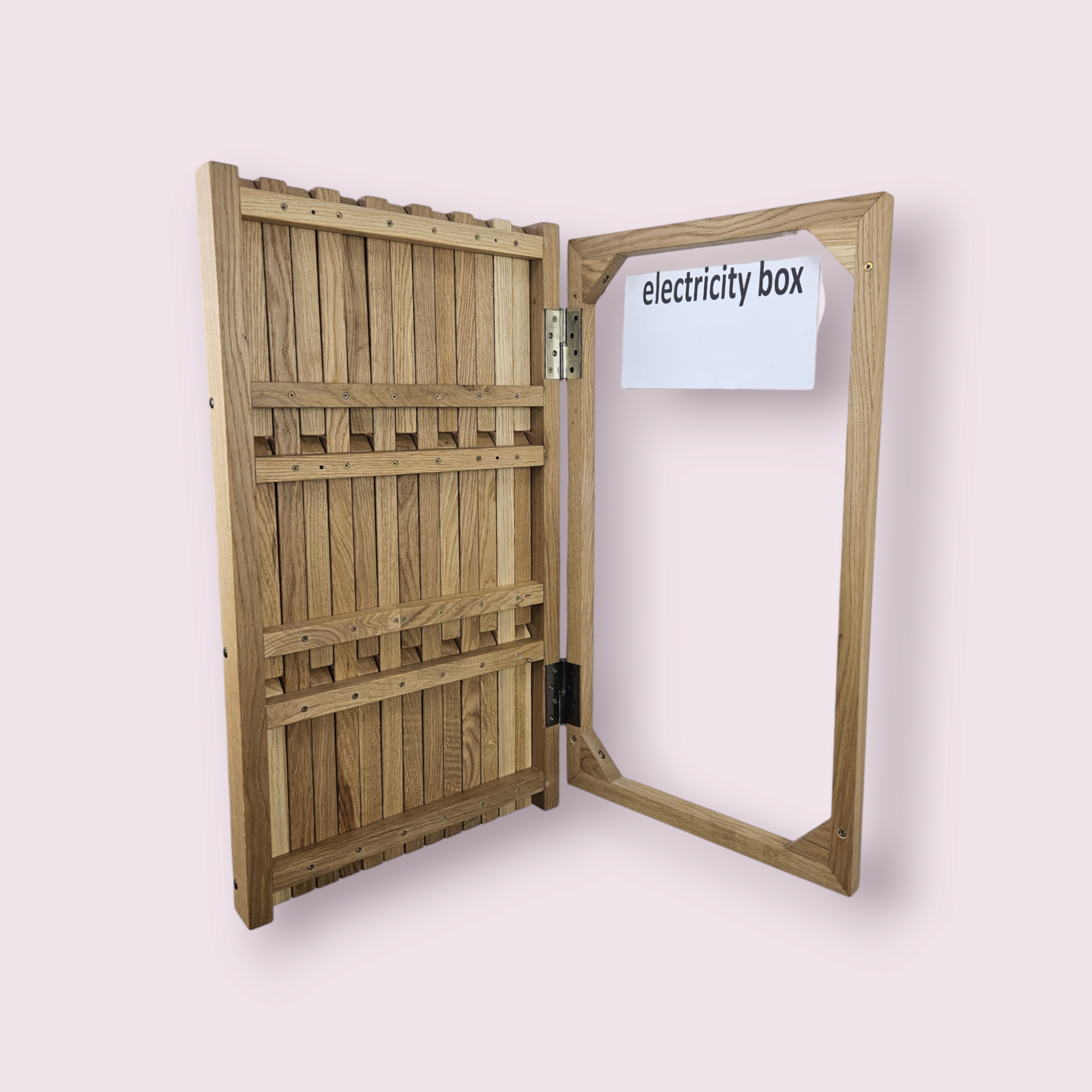 Wall Mounted Organizer. Oak with access to electrical box