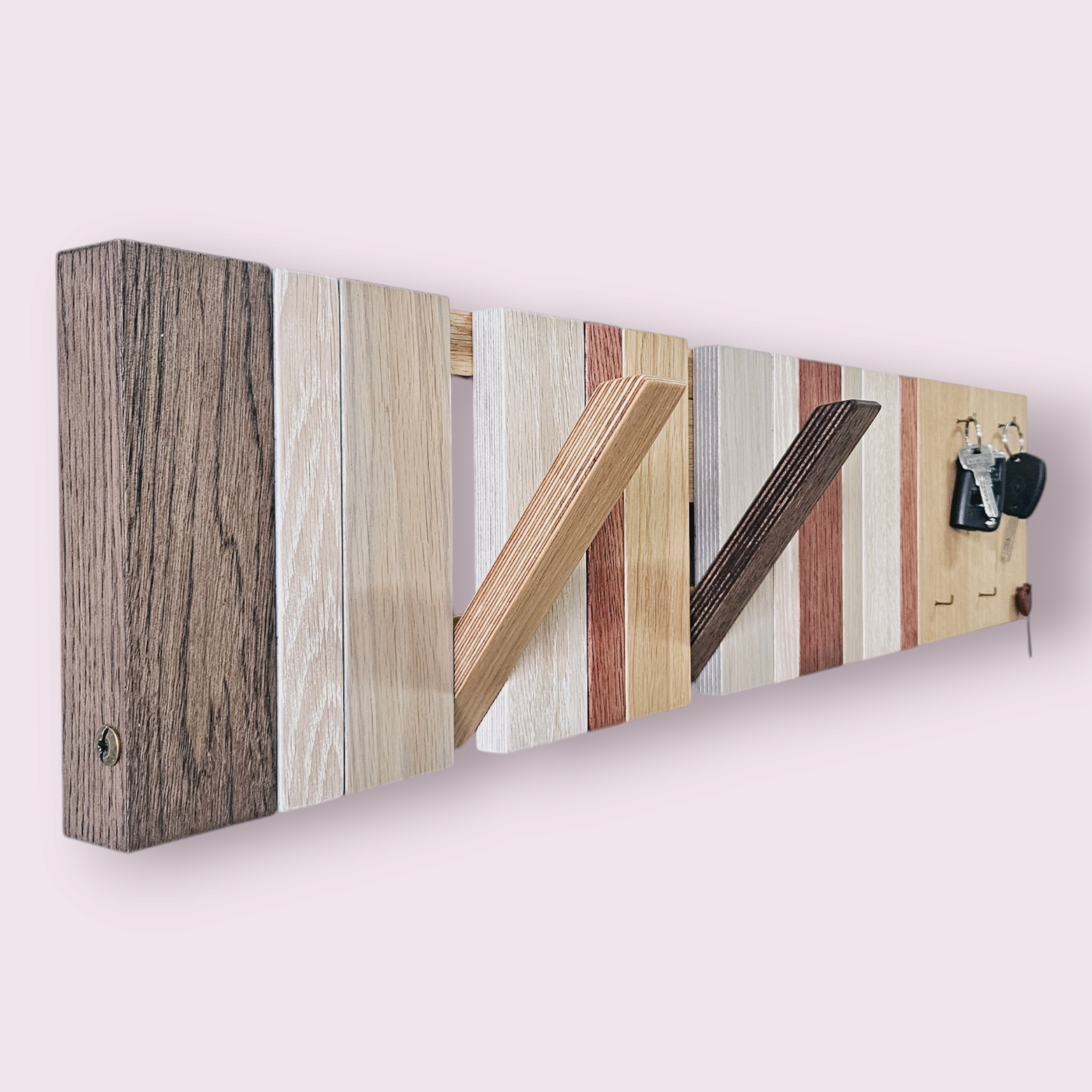 Wall-Mounted Organizer. plywood. with keys hooks