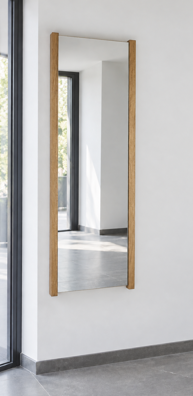 Wall-Mounted Oak Mirror Frame
