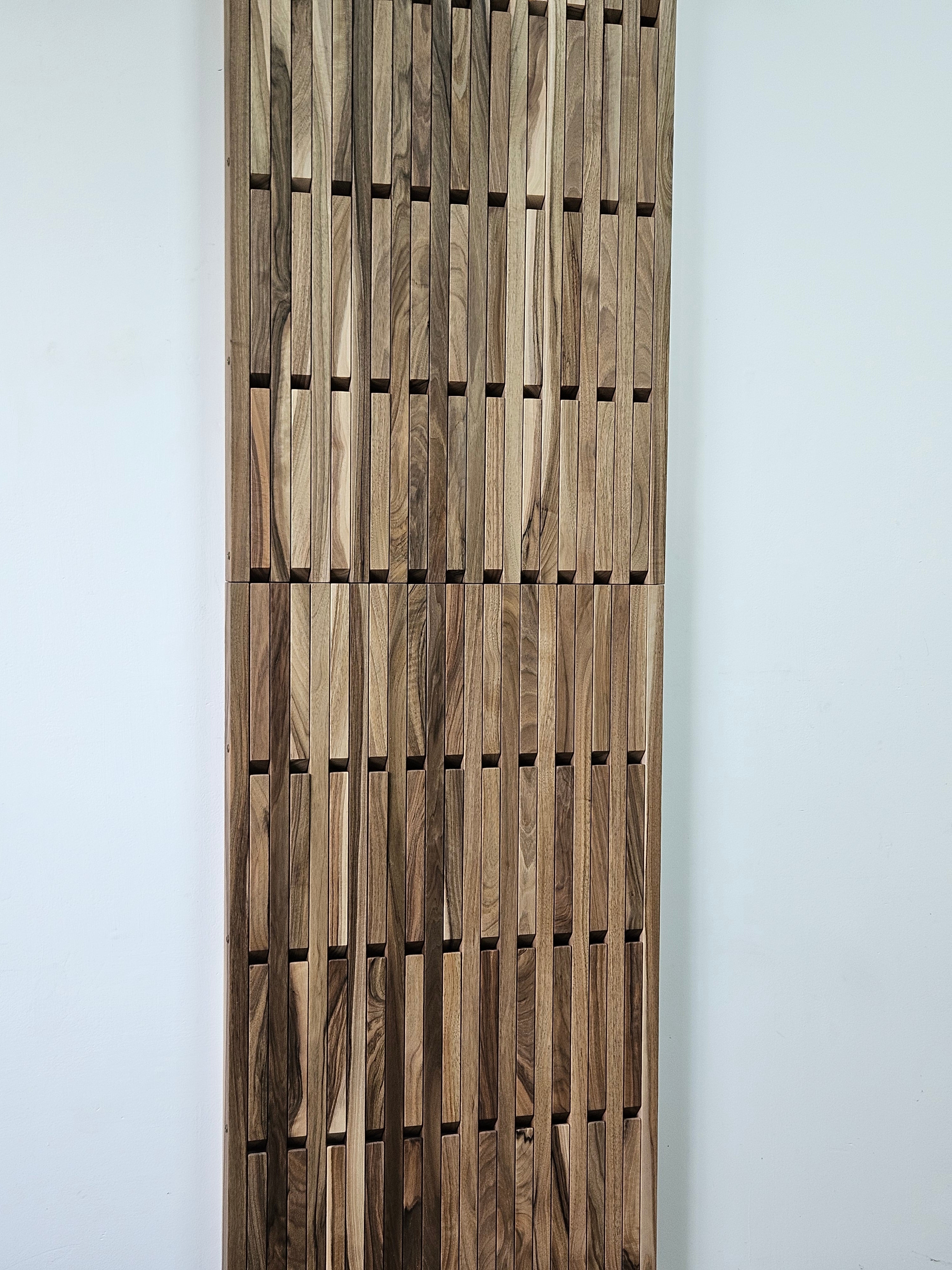 Vertical Natural Walnut Wall-Mounted Organizer — 240 × 72 cm
