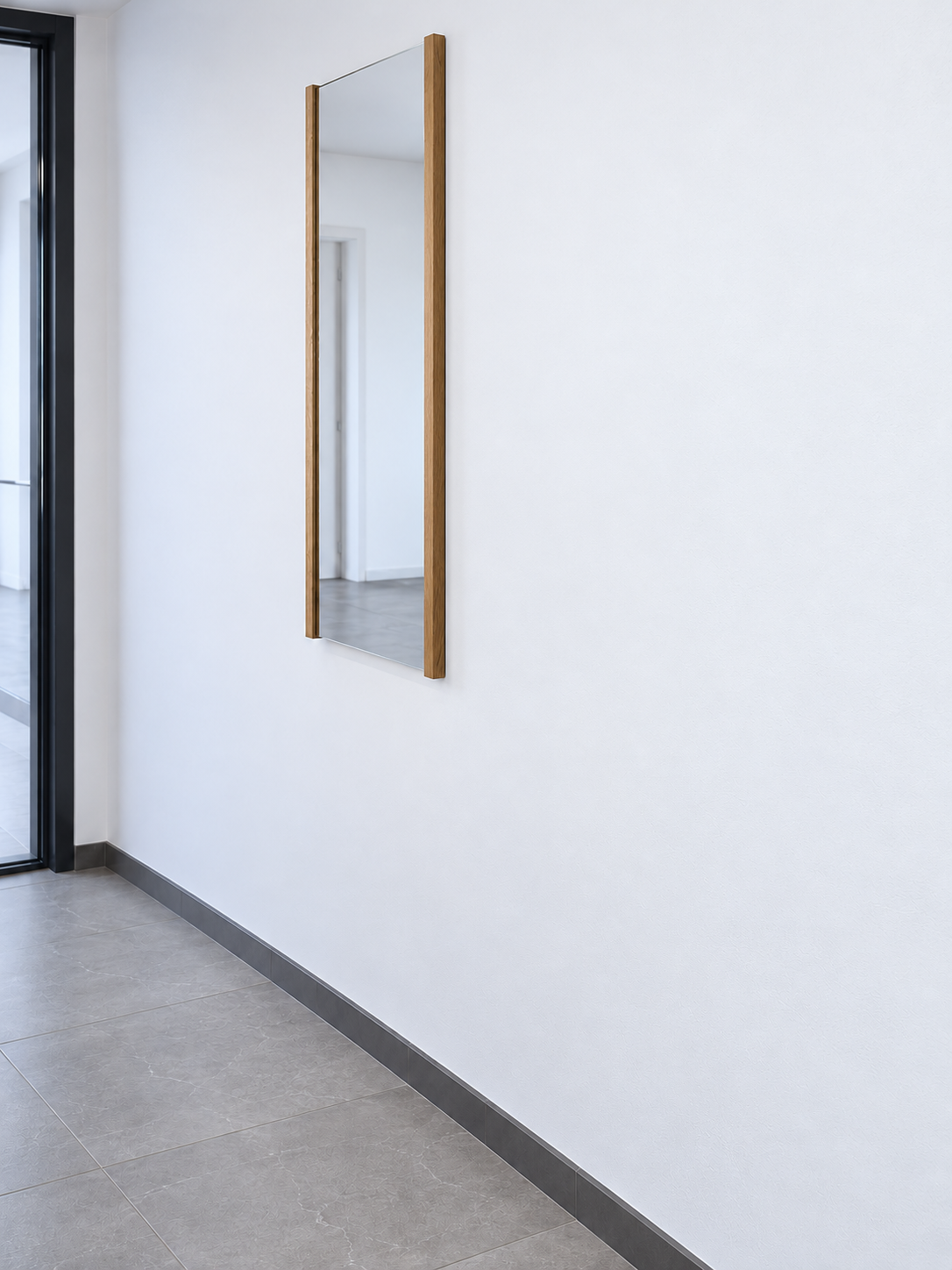 Wall-Mounted Oak Mirror Frame