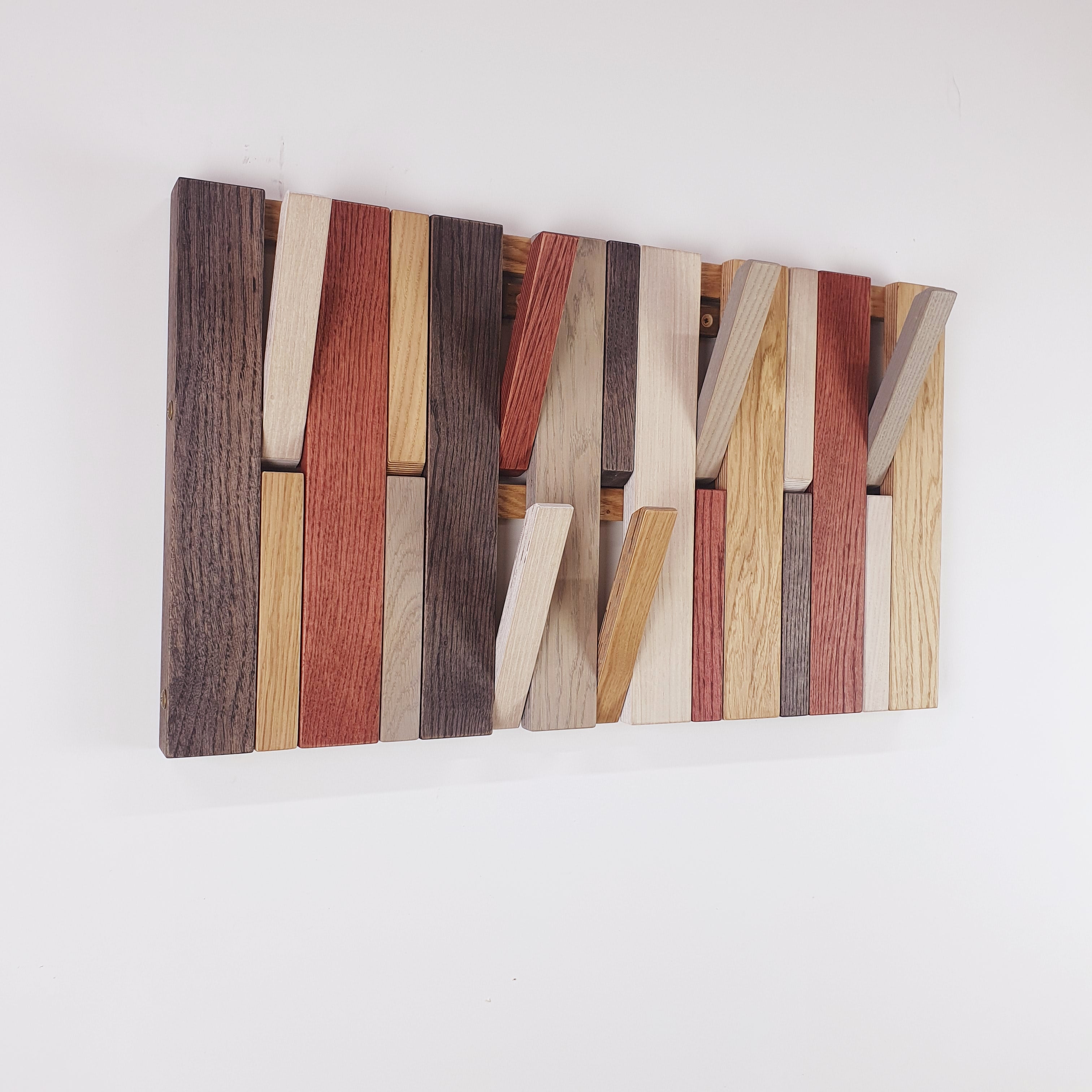 Colorful Oak Wall-Mounted Coat Rack Plywood