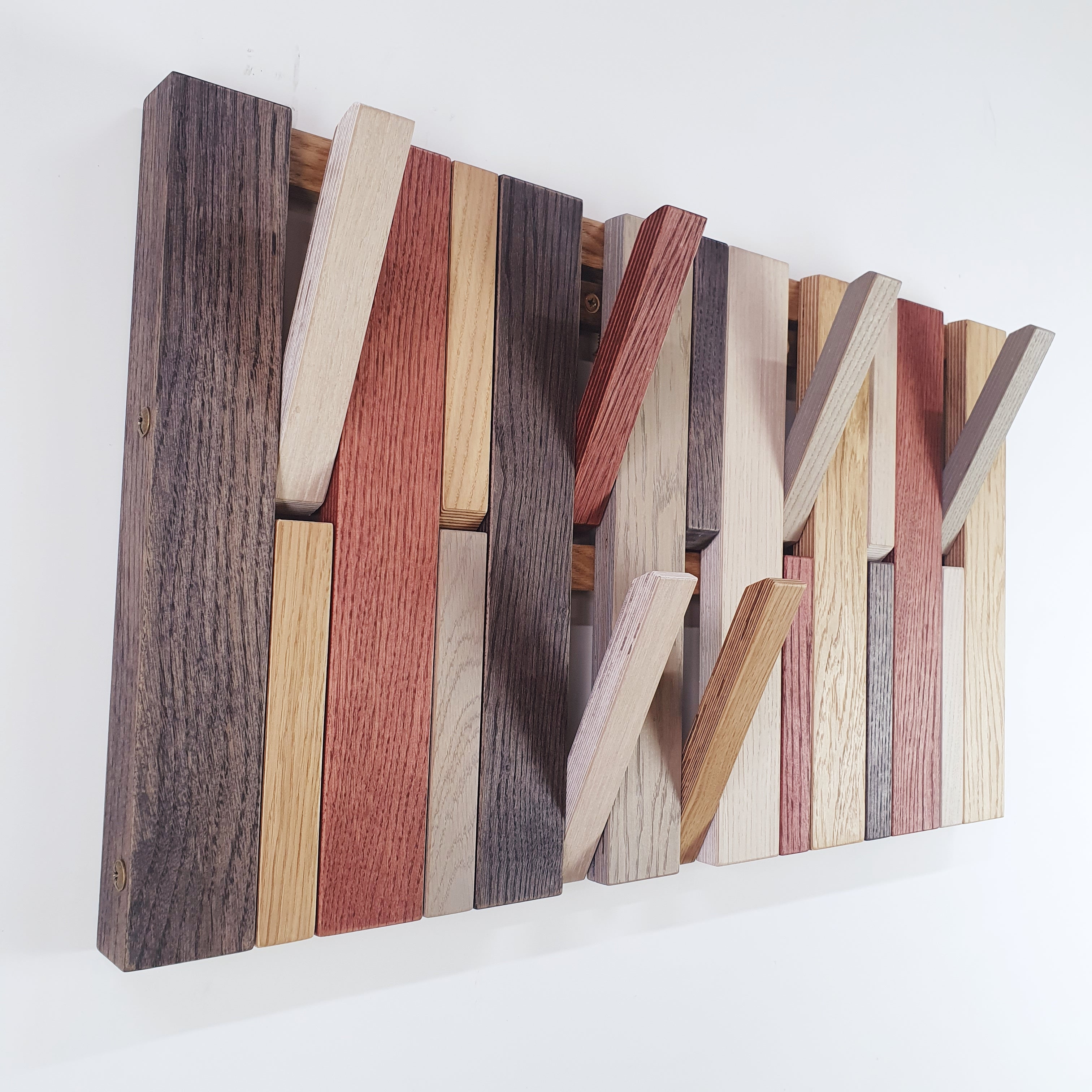 Colorful Oak Wall-Mounted Coat Rack Plywood