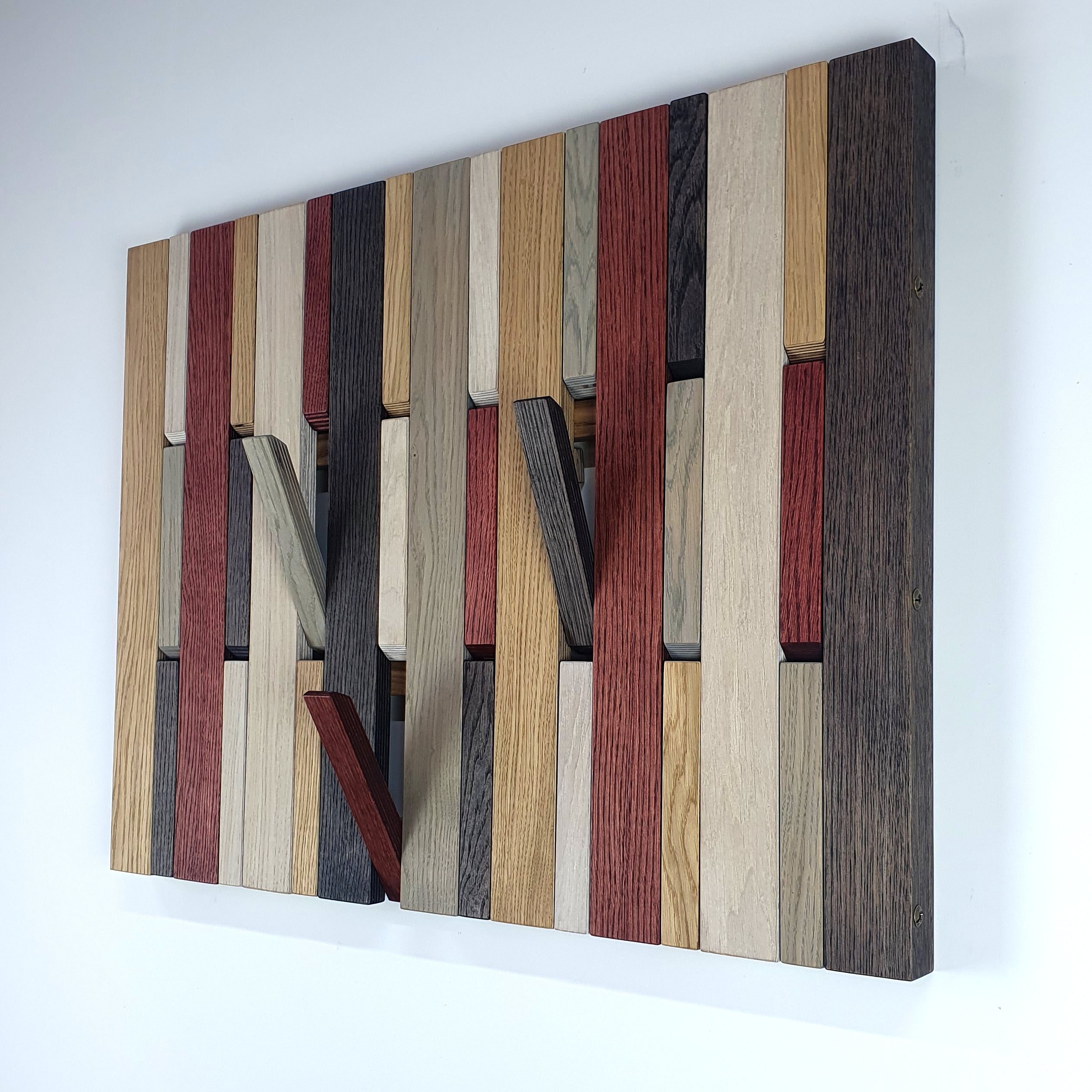 Colorful Oak Wall-Mounted Coat Rack Plywood
