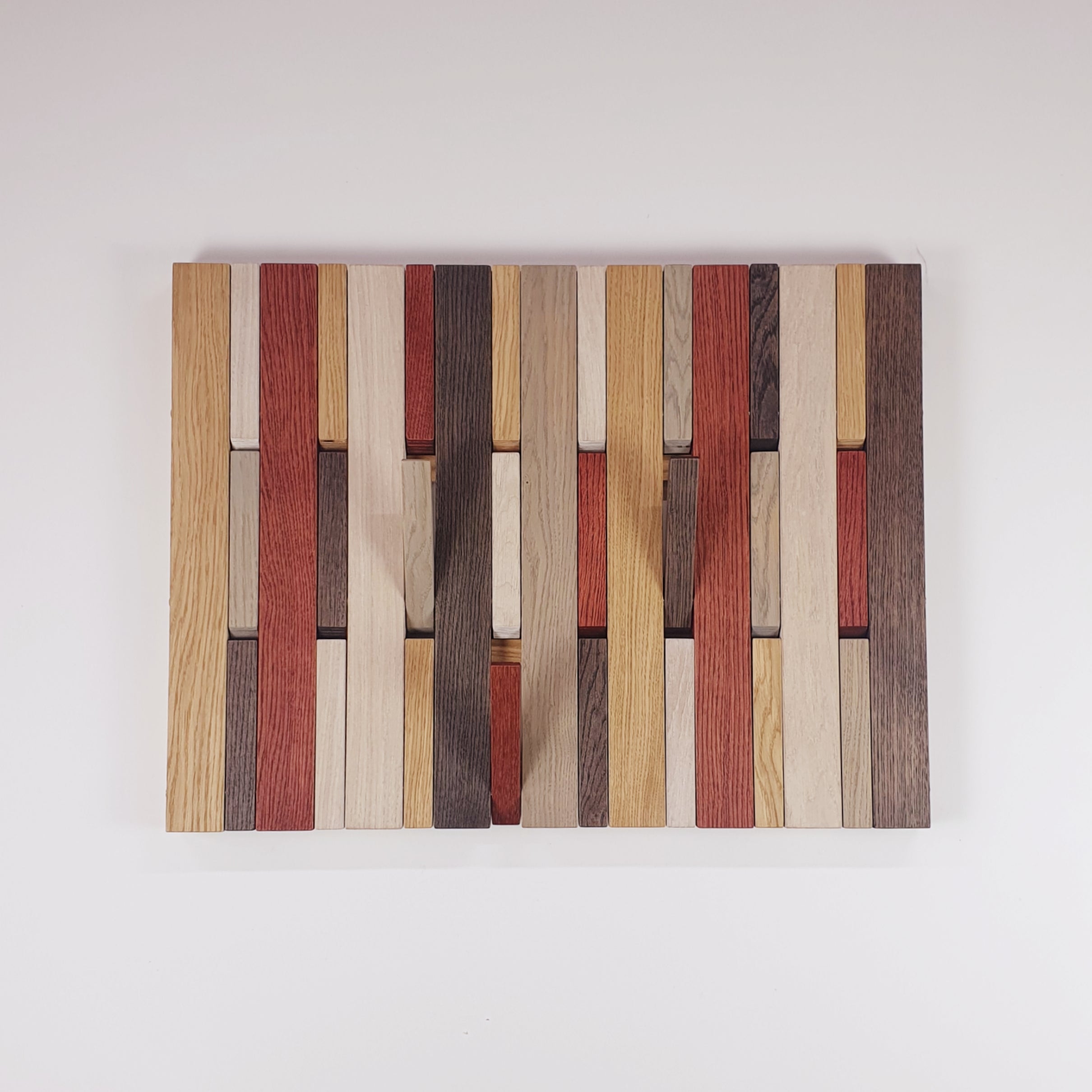 Colorful Oak Wall-Mounted Coat Rack Plywood