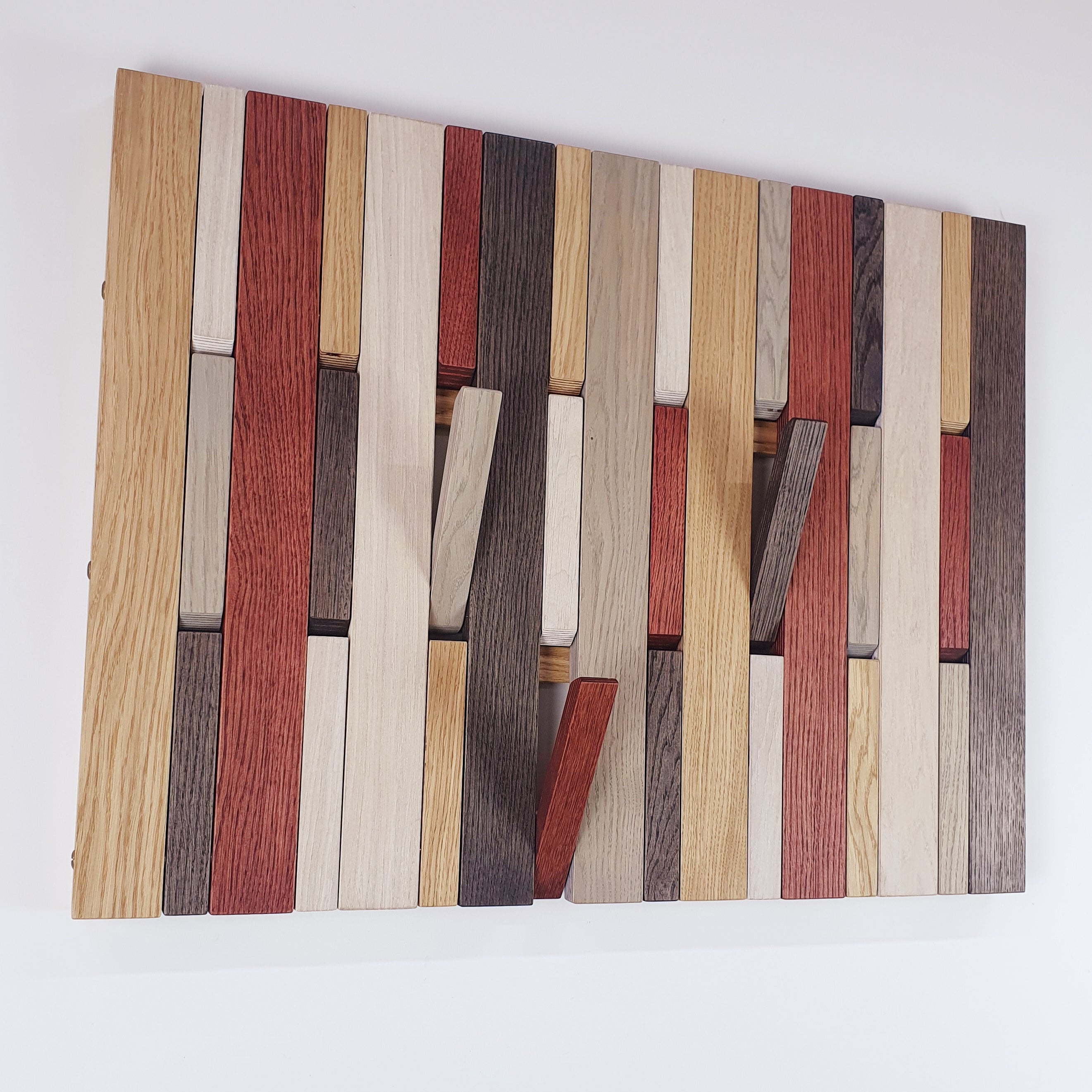 Colorful Oak Wall-Mounted Coat Rack Plywood