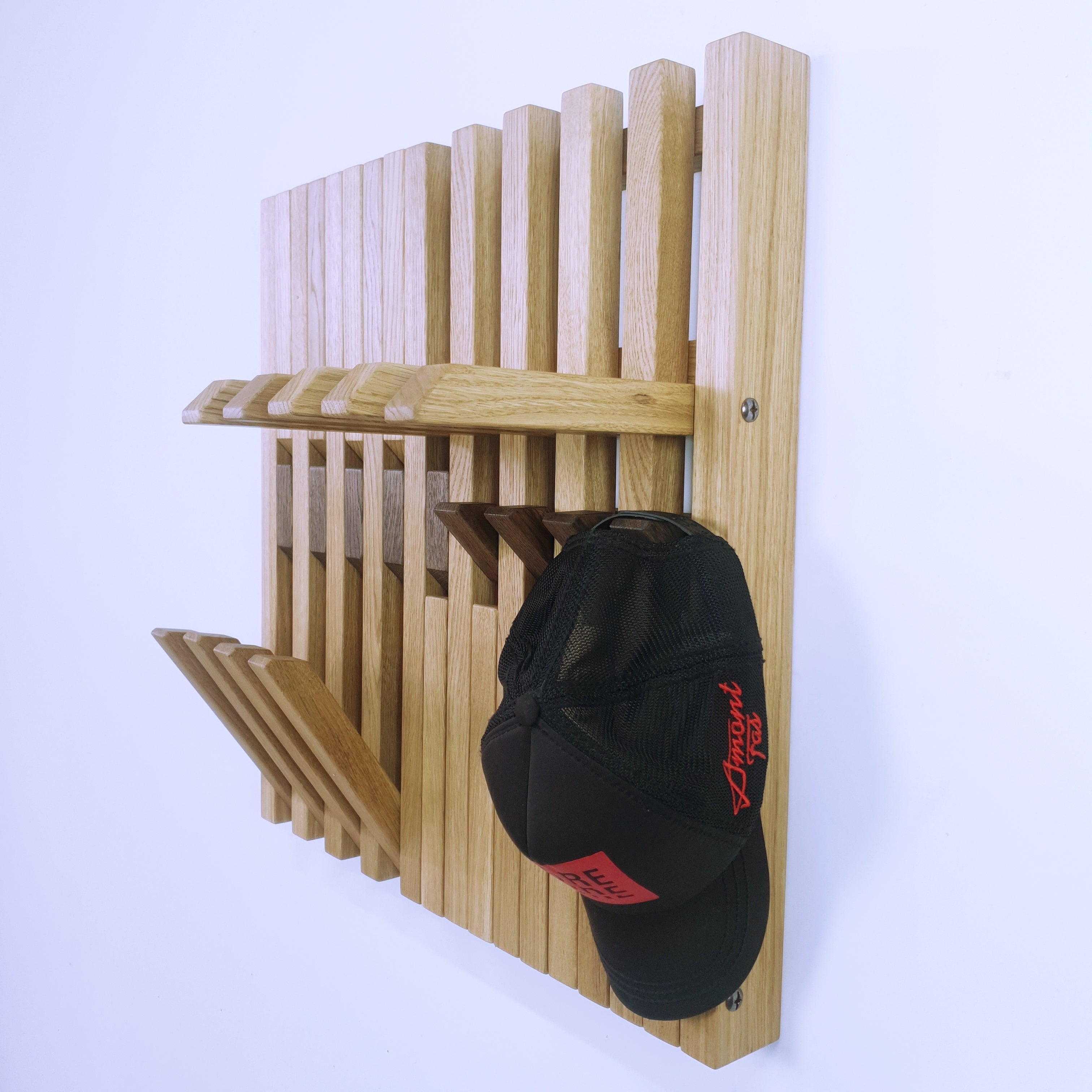 Wall-mounted organizer. natural oak with shelves