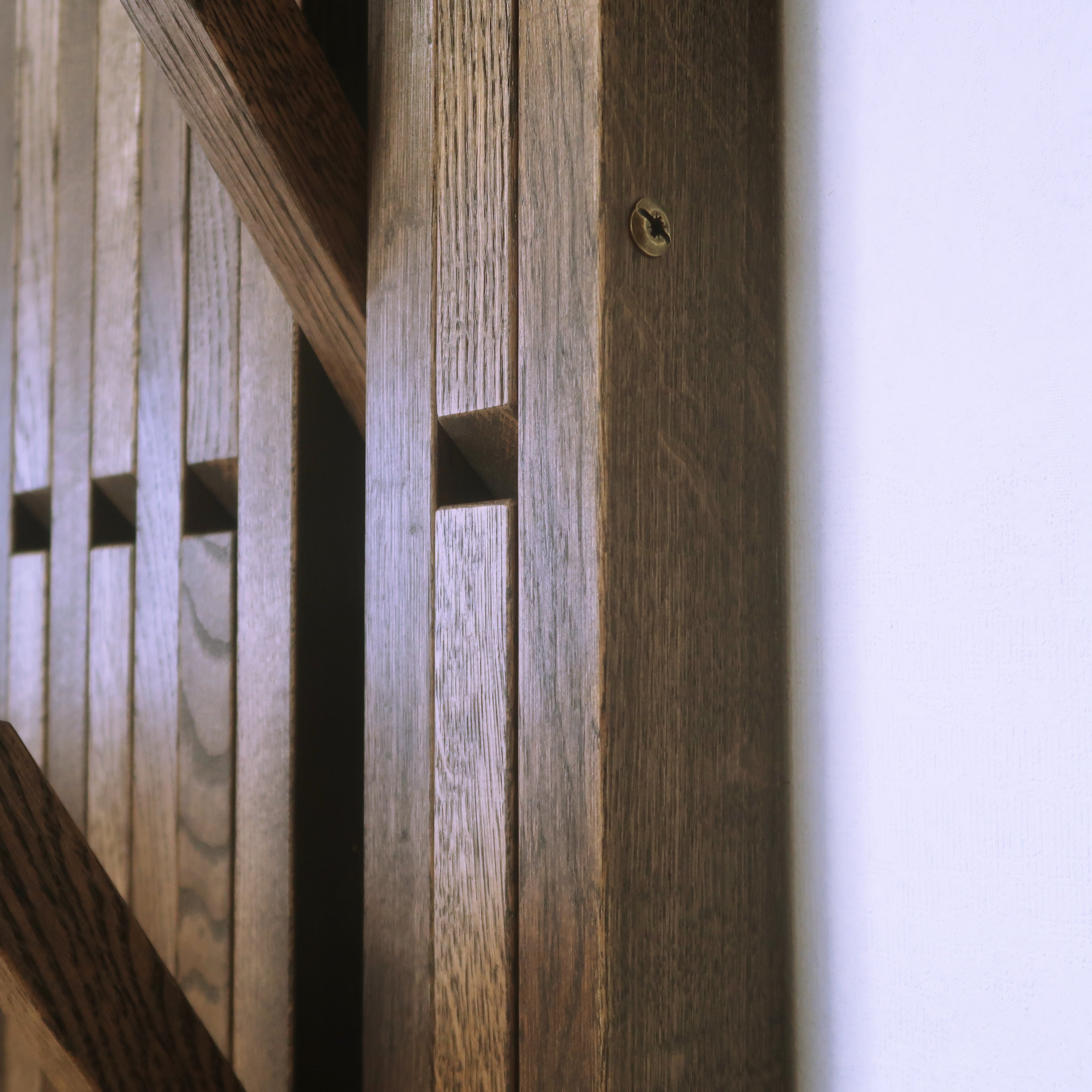 Wall-mounted organizer. dark natural oak