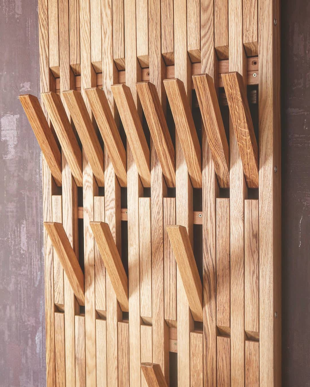 Wall-mounted organizer. natural oak
